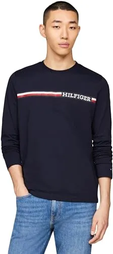 Tommy Hilfiger Chest Stripe t-shirt uomo maniche lunghe cotone