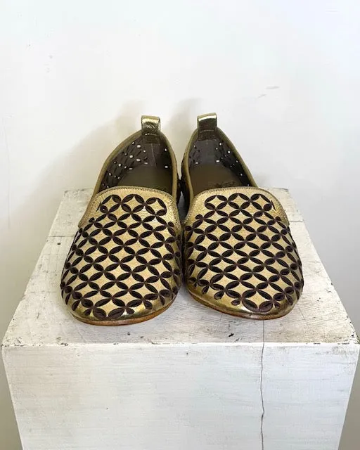 LOL Roma Mocassino Laserata loafer laminato oro
