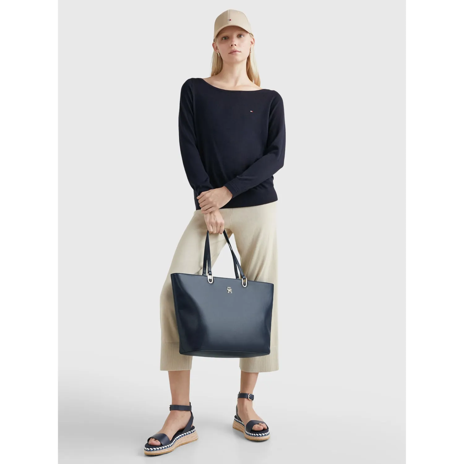 Tommy Th Timeless Med Tote borsa tracolla donna nera