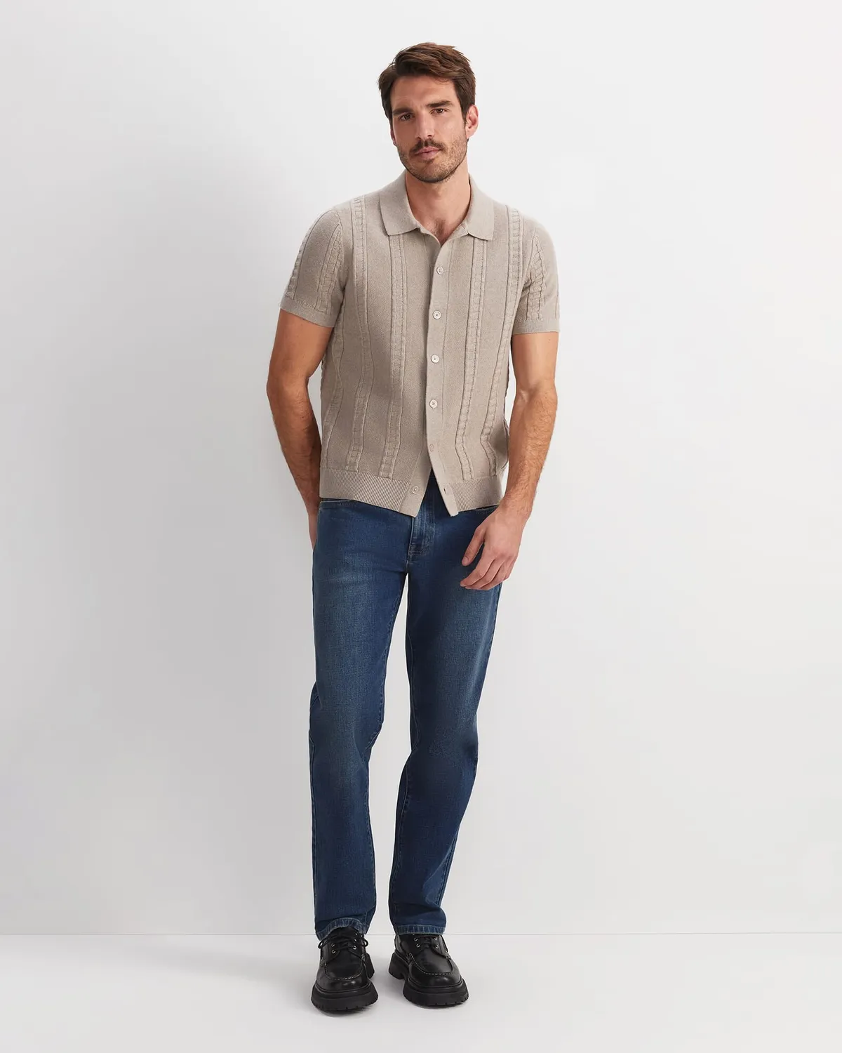 Sportscraft Cameron Knit polo uomo lana cotone trecce