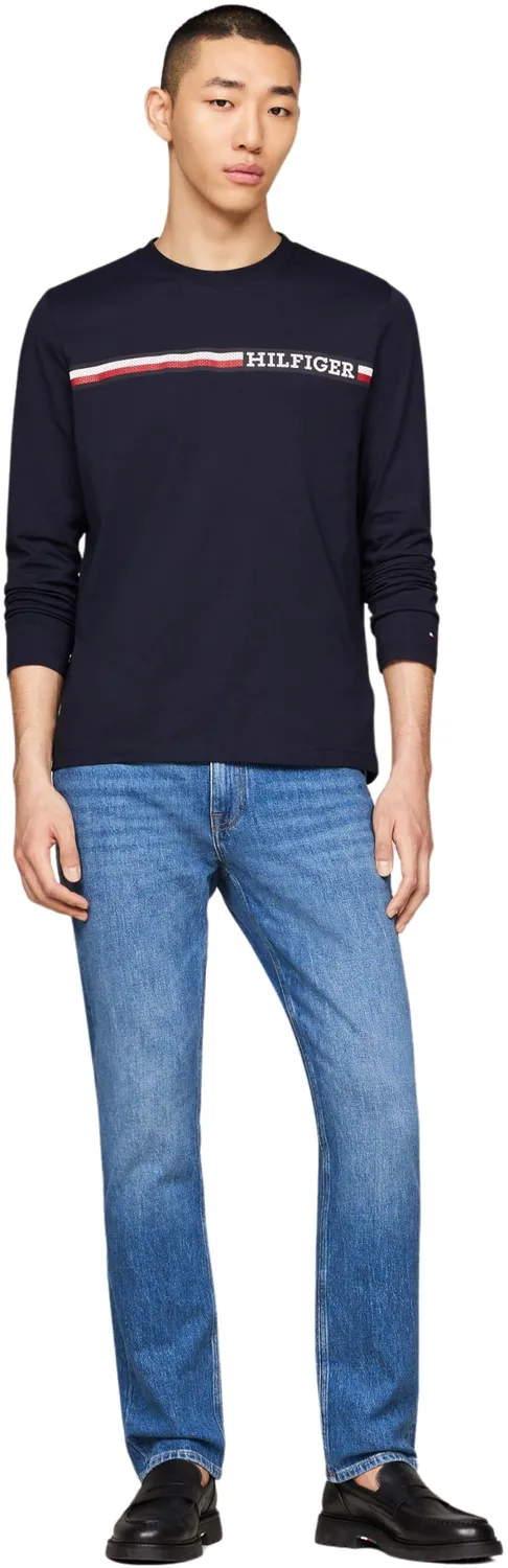 Tommy Hilfiger Chest Stripe t-shirt uomo maniche lunghe cotone