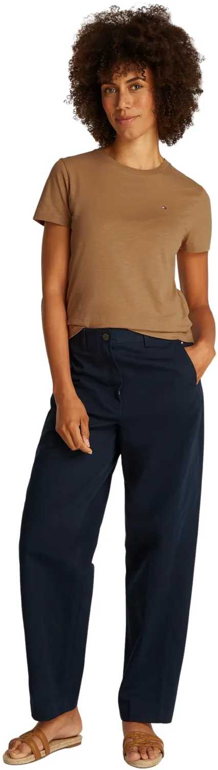 Tommy Hilfiger Slim T-Shirt Donna Scollo Rotondo Cotone