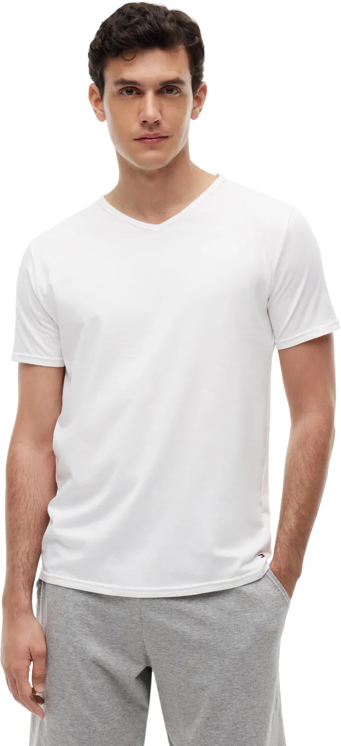 Tommy Hilfiger Stretch Scollo a V Maglietta Uomo 3 Pezzi Bianca