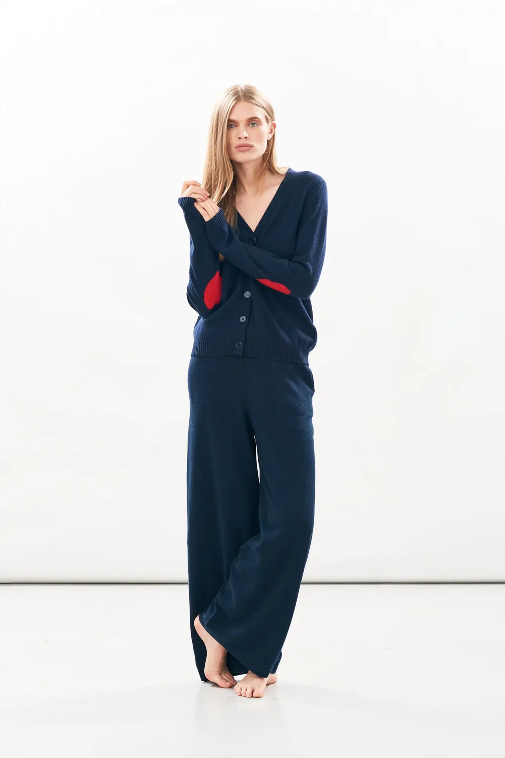 Jumper 1234 Heart Patch cardigan cashmere navy rosso