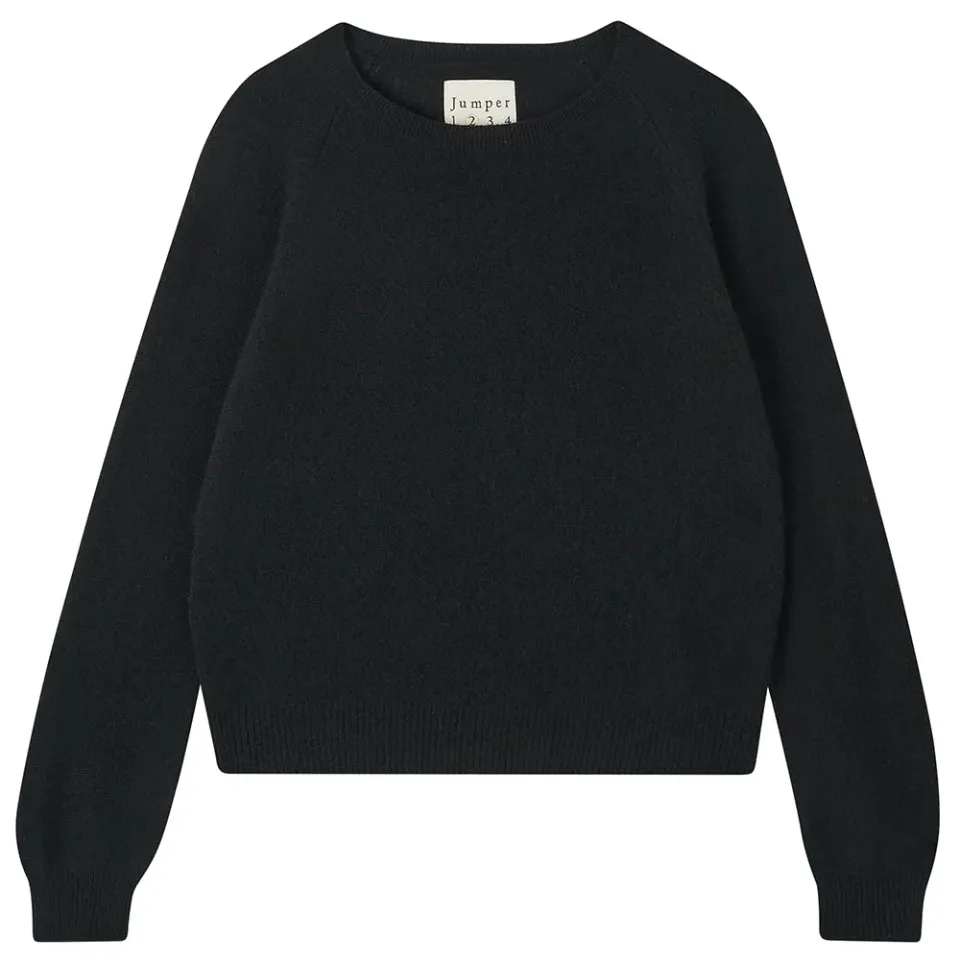 Jumper 1234 Cashmere Crop Crew maglione nero cashmere corto