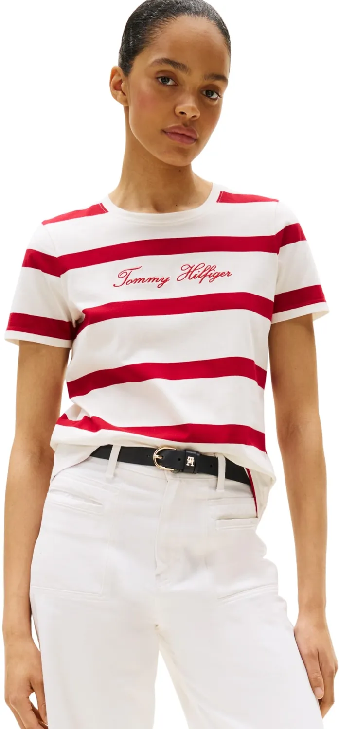 Tommy Hilfiger Script maglietta donna maniche corte classic pink