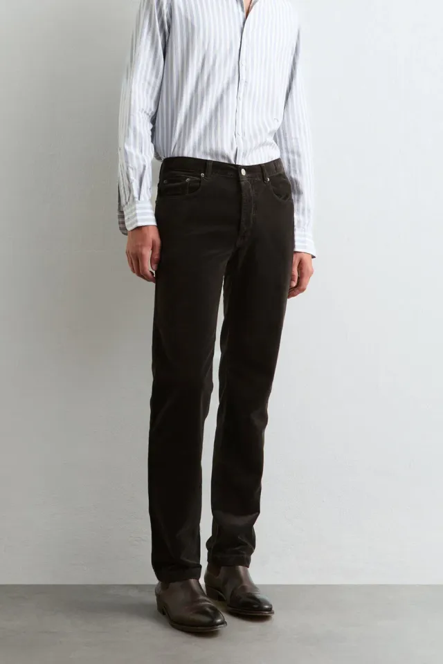 Massimo Alba Alunga pantaloni velluto chicory coffee