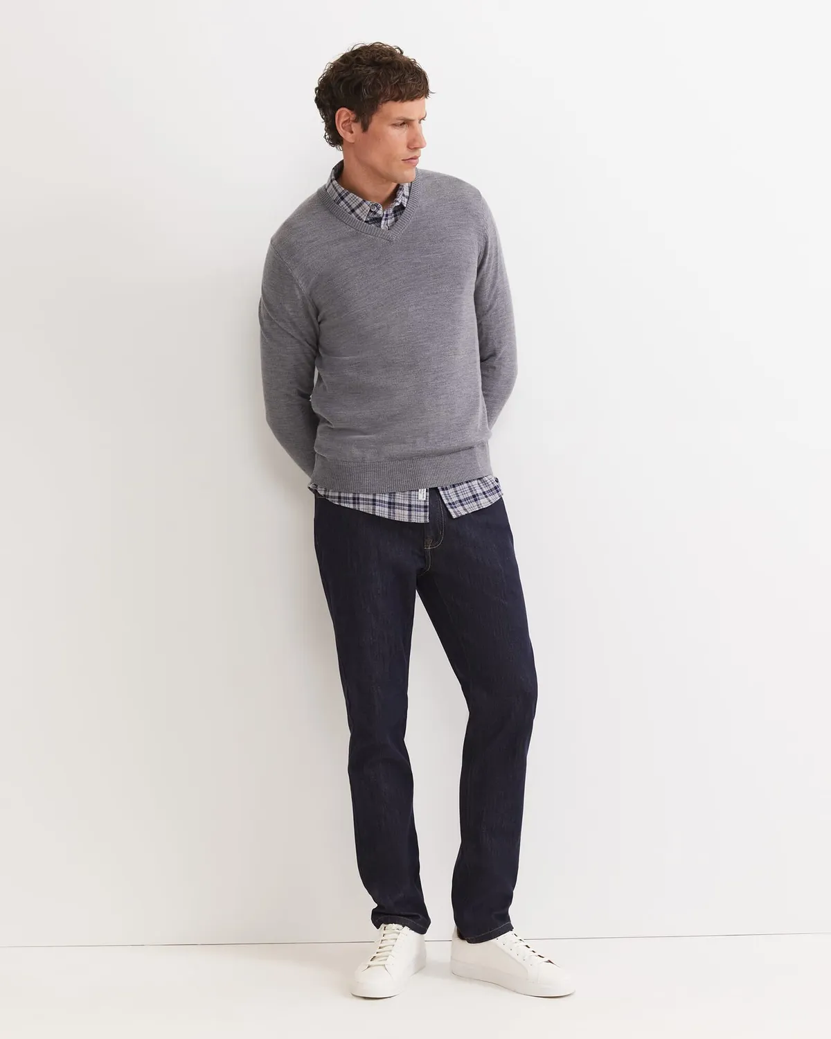Sportscraft Merino V-Neck maglione uomo extra fine