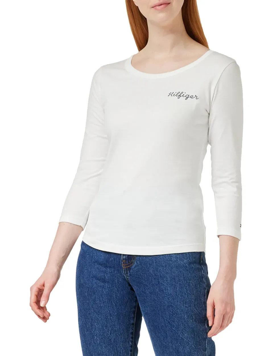 Tommy Hilfiger Basic maglietta maniche lunghe donna ecru XL