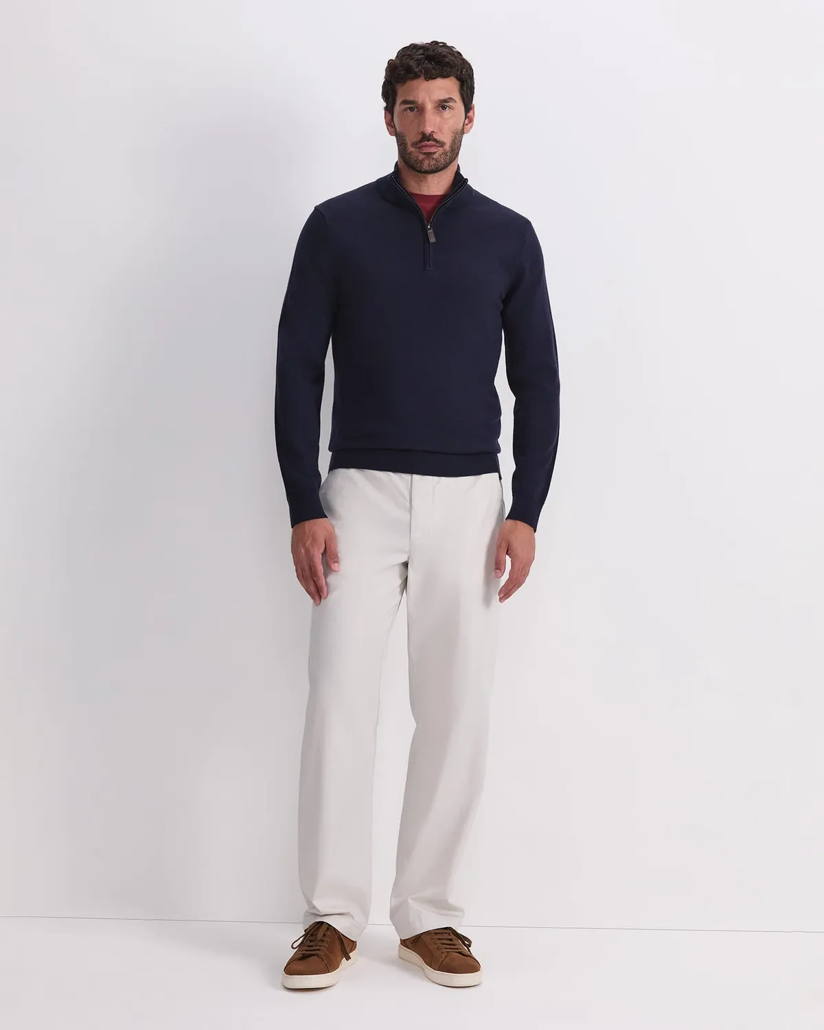 Sportscraft Merino Quarter Zip maglione lana uomo