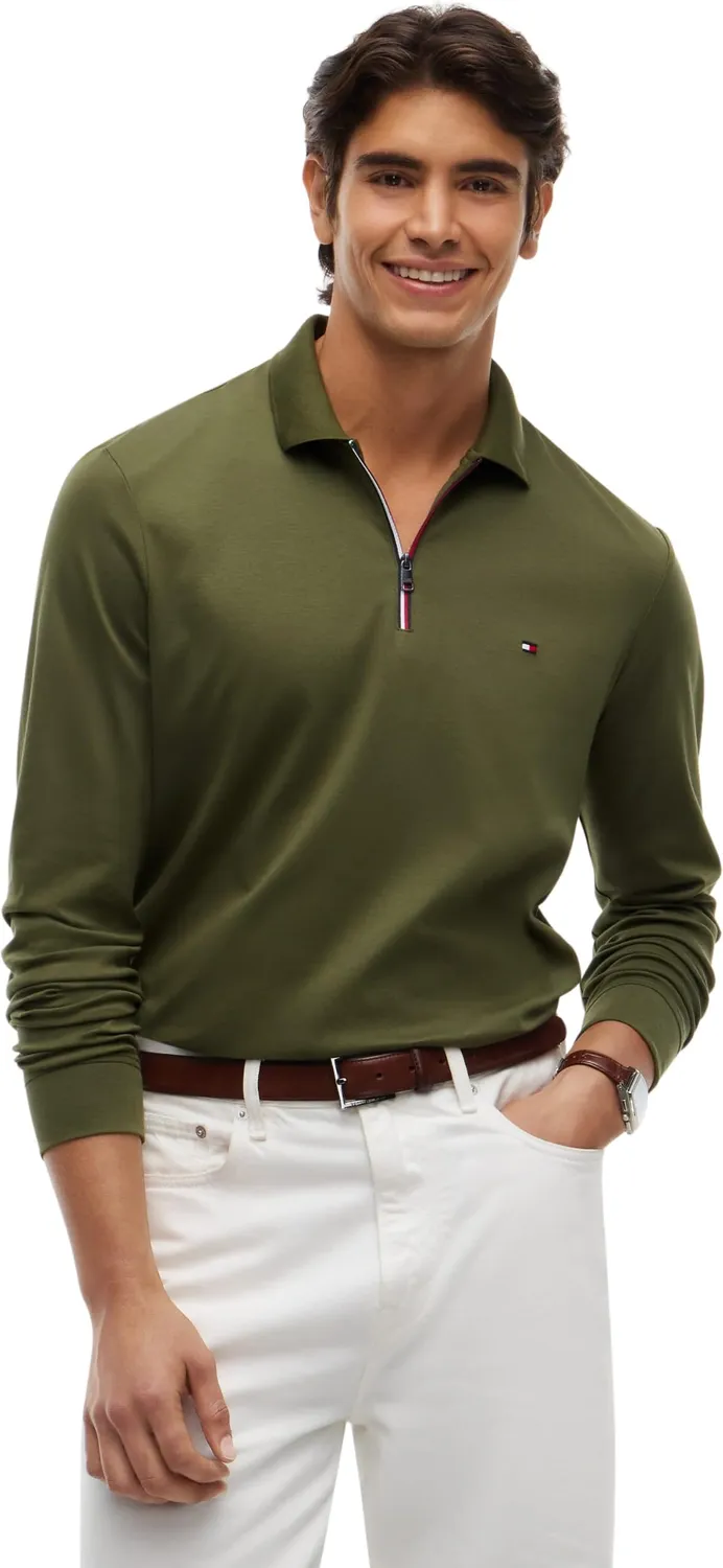 Tommy Hilfiger Liquid Cotton Zip MW0MW44820 polo XL verde