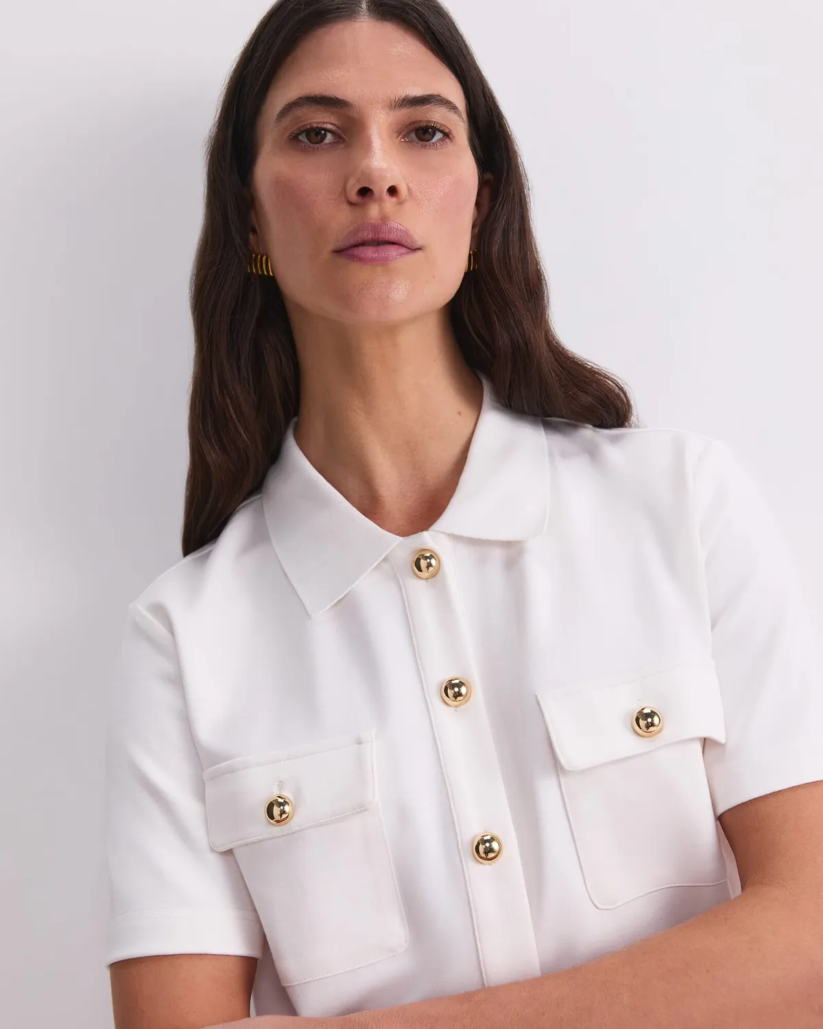 Sportscraft Esme camicia donna jersey ponte bottoni oro