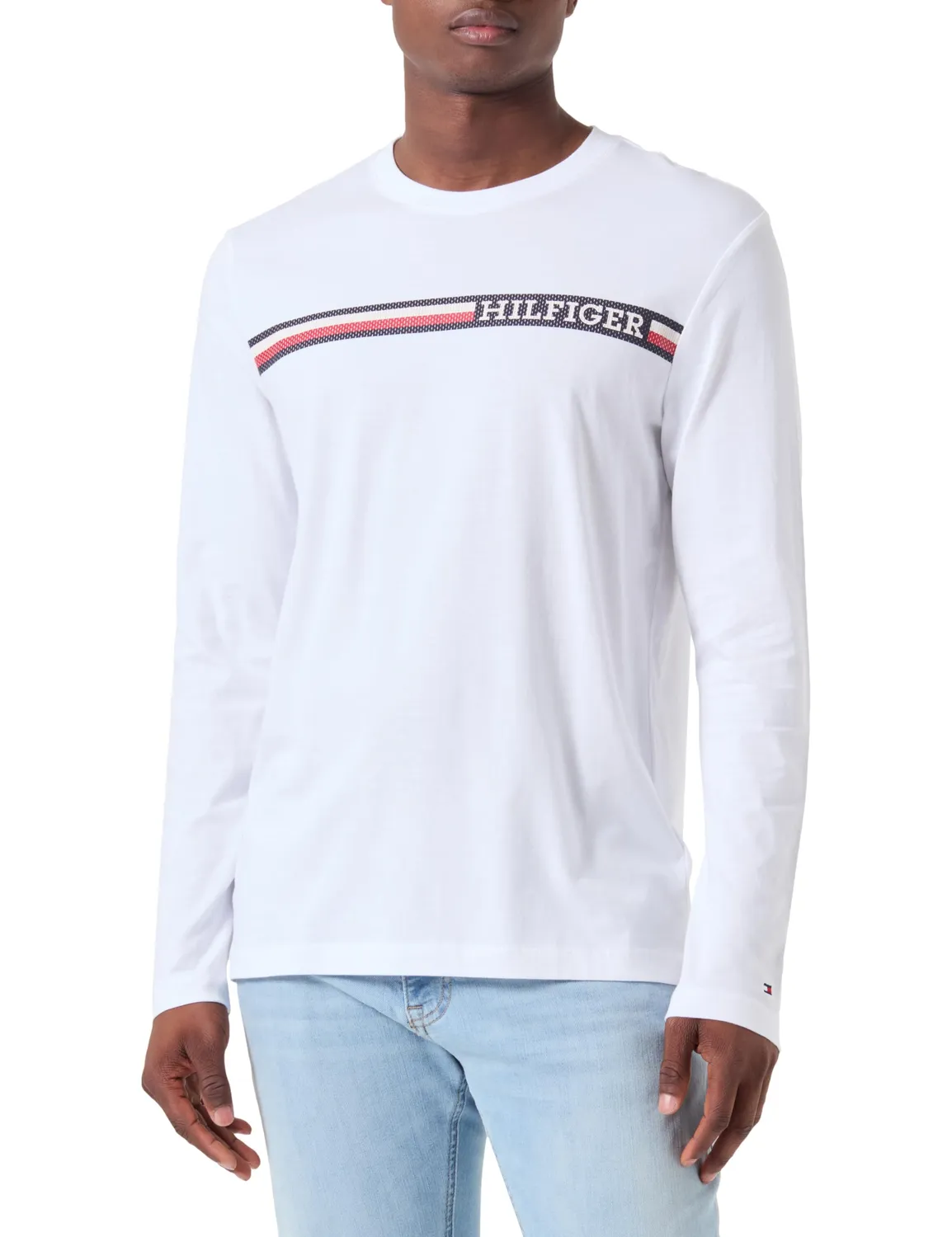 Tommy Hilfiger Chest Stripe t-shirt uomo maniche lunghe cotone