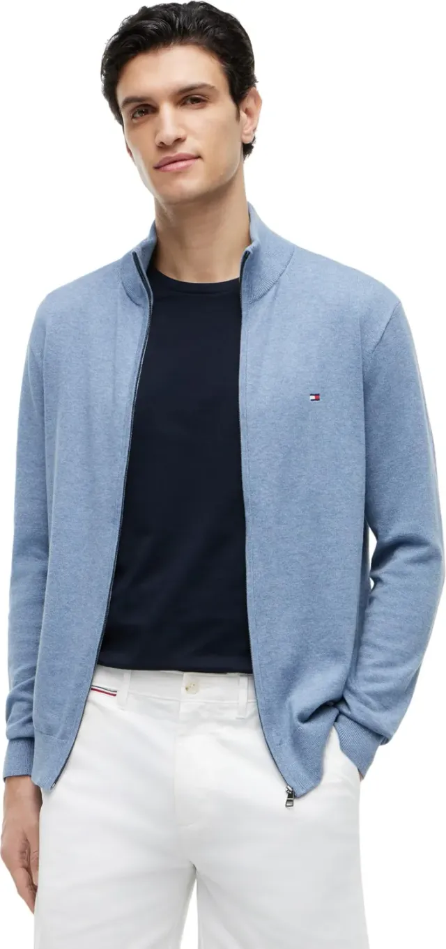 Tommy Hilfiger Essential Cotton MW0MW36517 maglione uomo nero zip