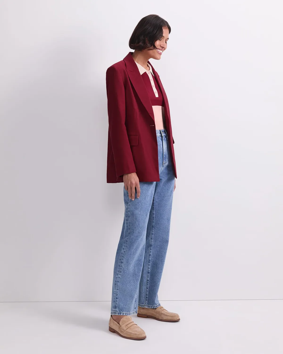 Sportscraft Rosa blazer donna monopetto tessuto sartoriale