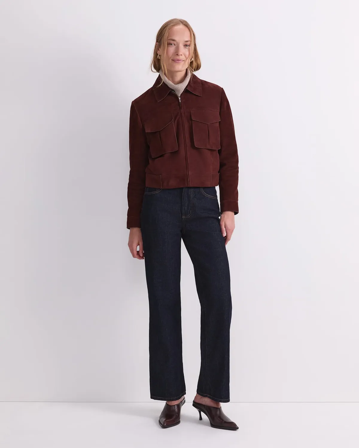 Sportscraft Lolita giacca pelle scamosciata cropped
