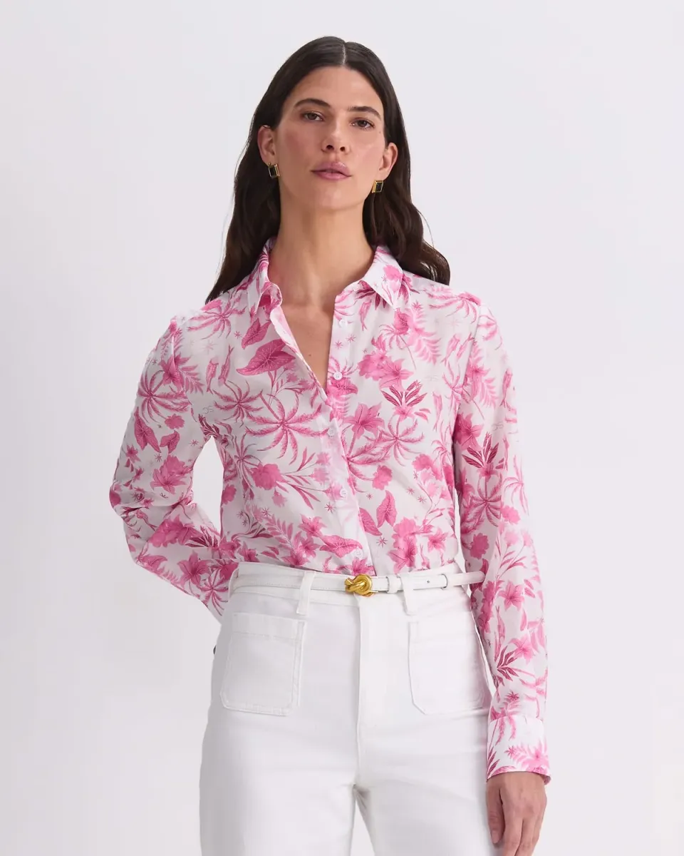 Sportscraft Cotton Silk Palm camicia donna stampa palme