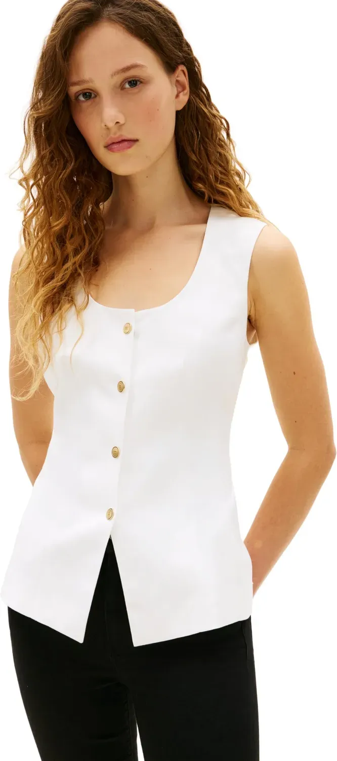 Tommy Hilfiger Linen Blend WW0WW49765 gilet donna taglia 66 lino