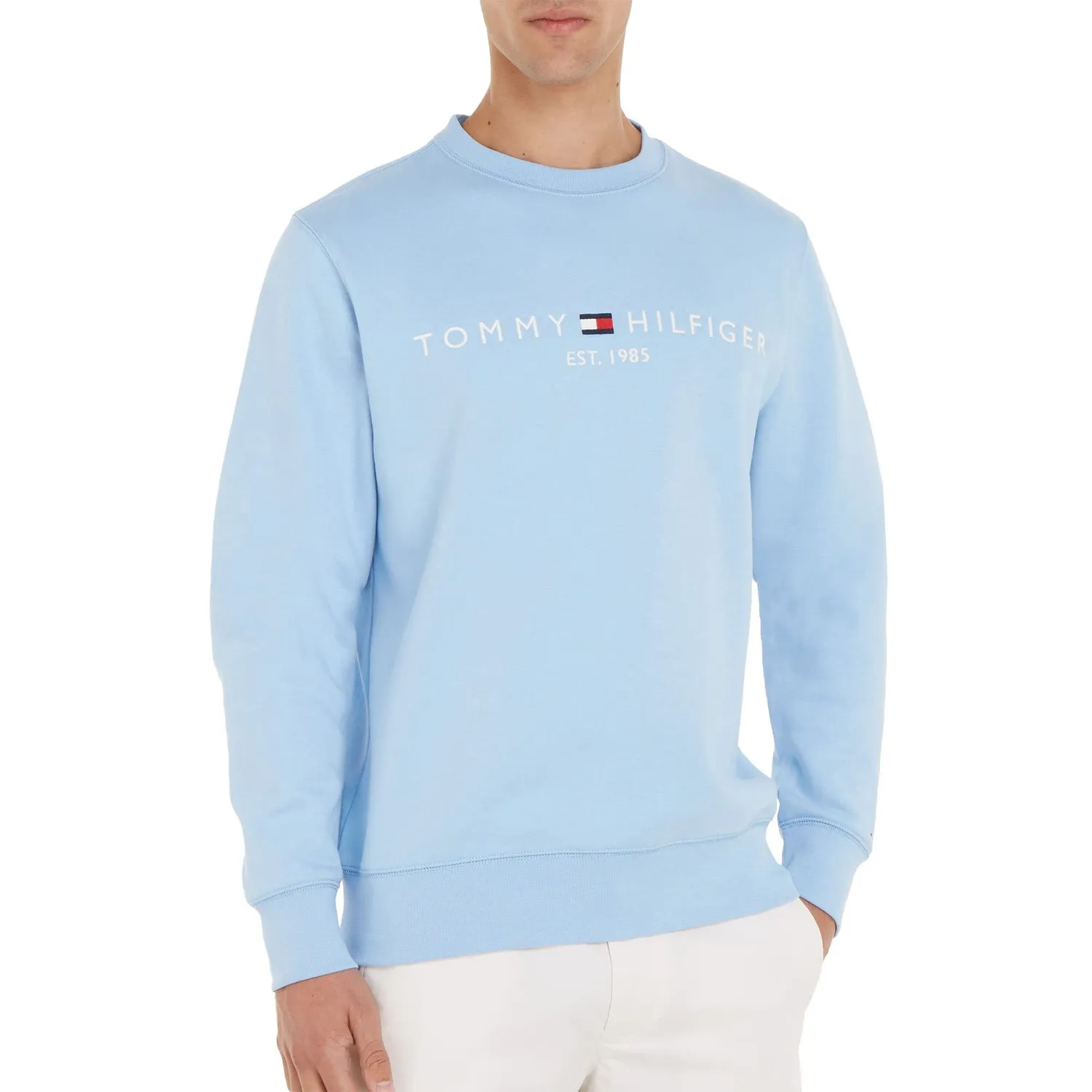 Tommy Hilfiger Logo Felpa Uomo Girocollo Cotone
