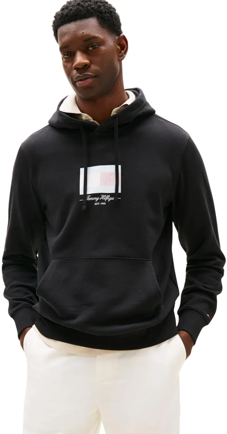 Tommy Hilfiger Ithaca Flag Felpa Cappuccio Uomo L Nera Cotone