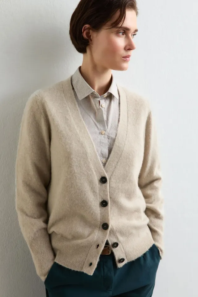 Massimo Alba Hope cardigan cashmere sesame donna