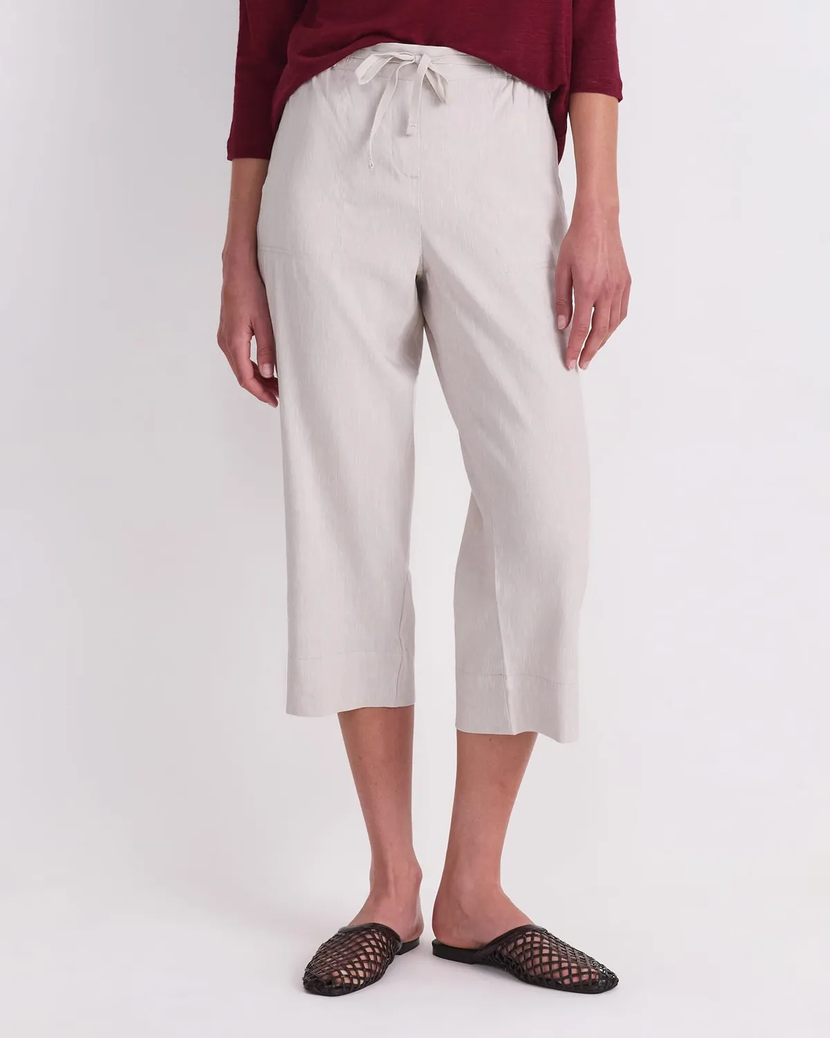 Sportscraft Rosa Crop pantaloni lino elasticizzati