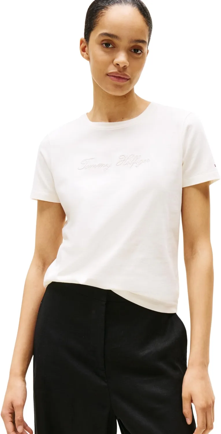 Tommy Hilfiger Lurex Script t-shirt donna L scollo rotondo
