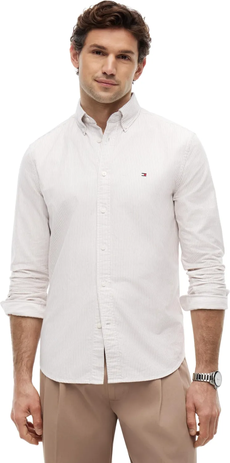 Tommy Hilfiger Stripe Regular Fit camicia uomo verde taglia L
