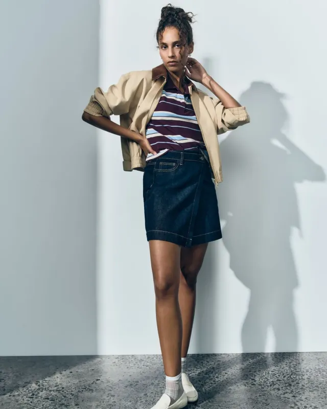 Sportscraft Simmi Denim Wrap gonna jeans indaco