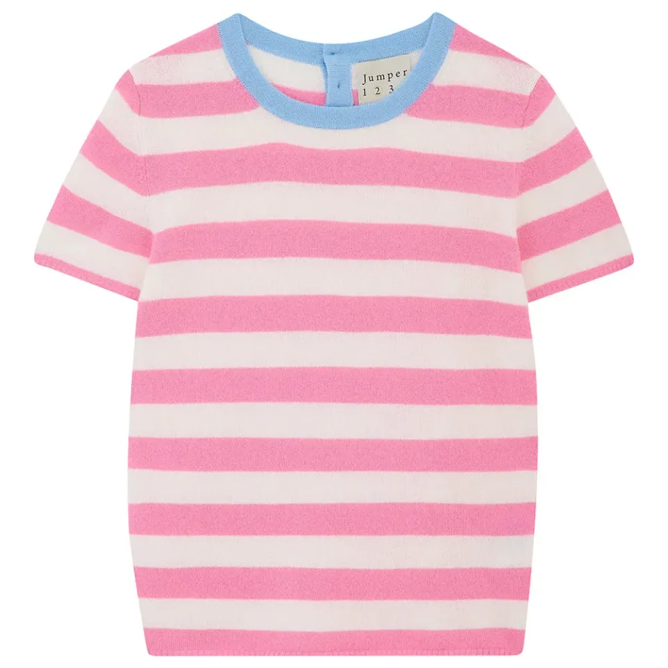 JUMPER 1234 Cashmere Stripe T-Shirt maglietta rosa crema