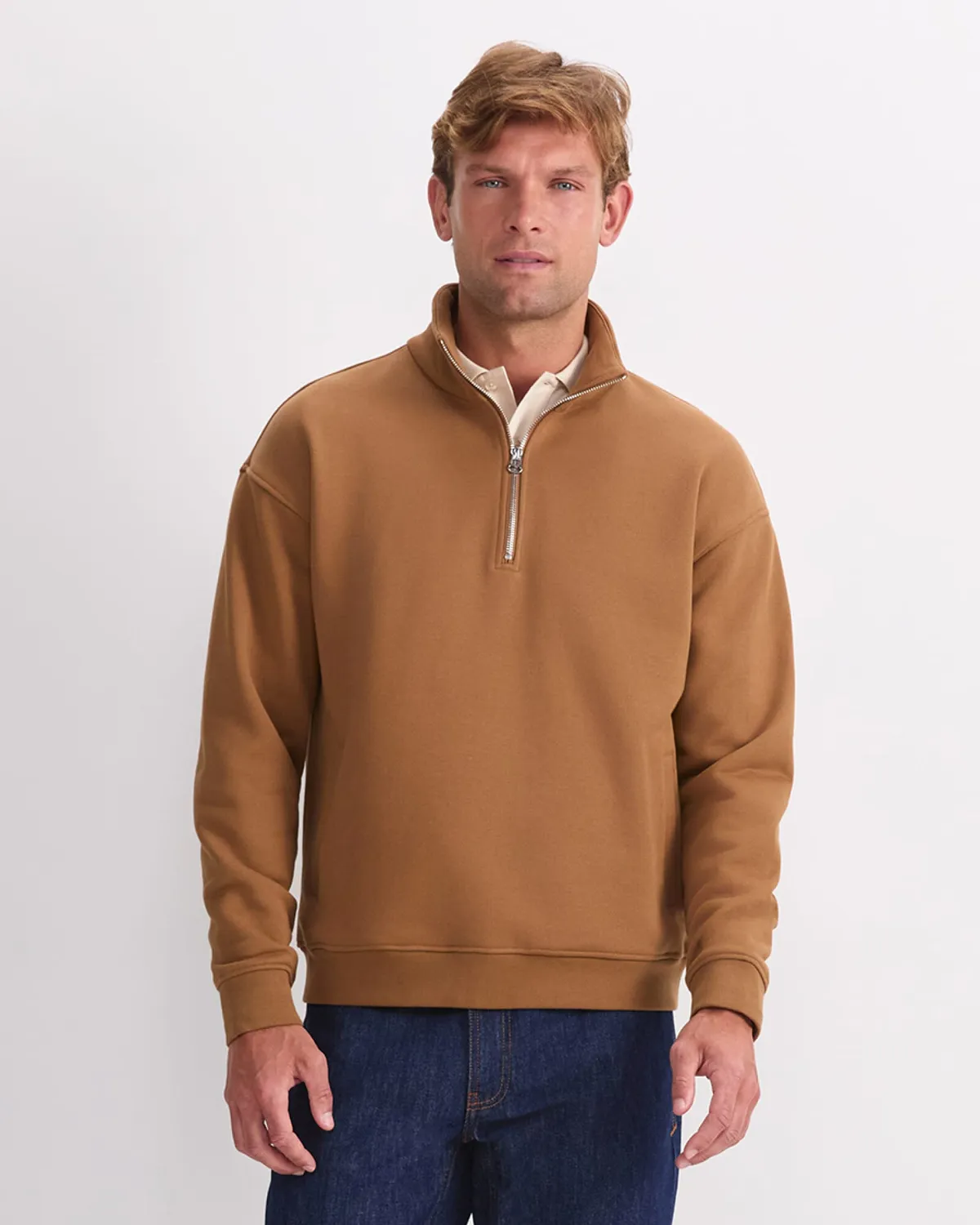 Sportscraft Quarter Zip felpa cotone uomo mezza zip