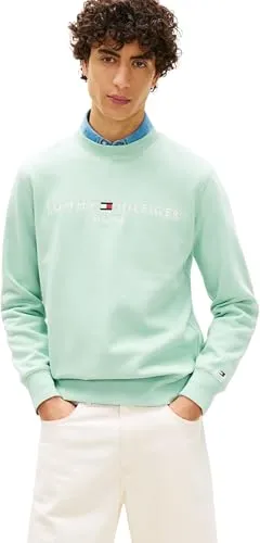 Tommy felpa logo uomo verde Crushed Mint L girocollo