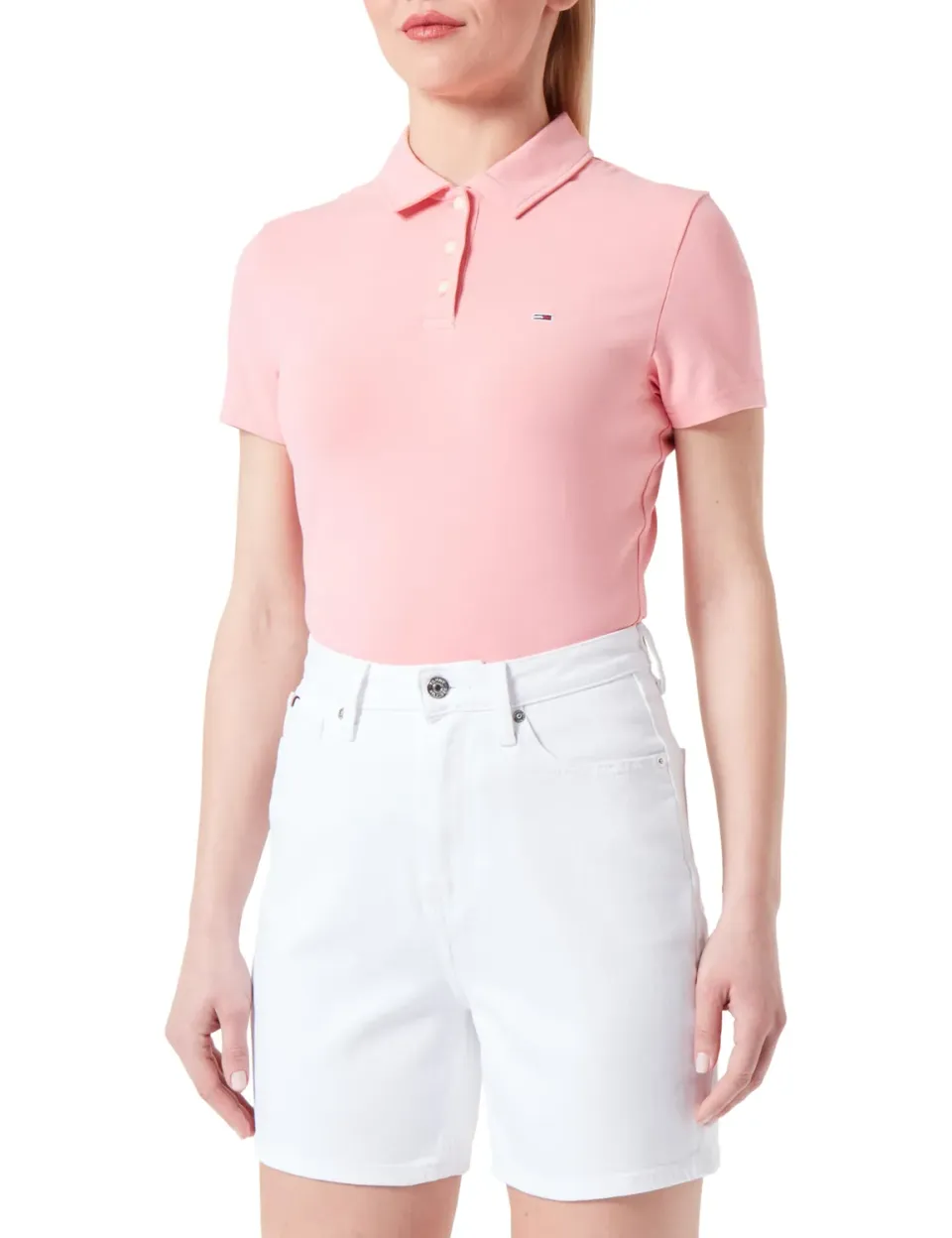 Tommy Hilfiger Straight shorts jeans donna vita alta cotone