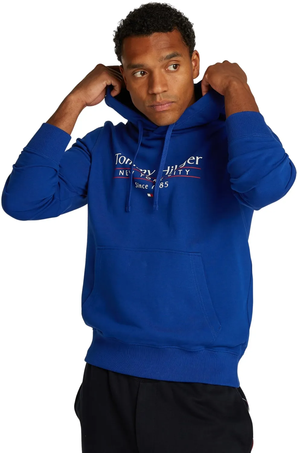 Tommy Hilfiger Center Stack felpa uomo nera cappuccio