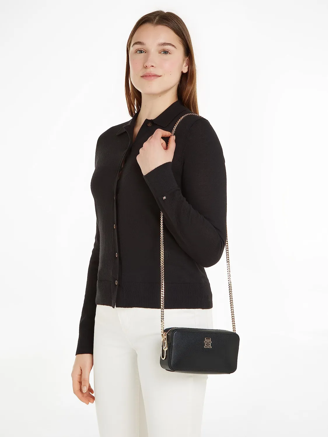 Tommy Hilfiger Th Timeless Chain borsa camera donna nera