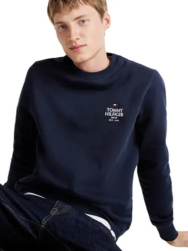 Tommy Hilfiger Stack felpa girocollo uomo blu Desert Sky