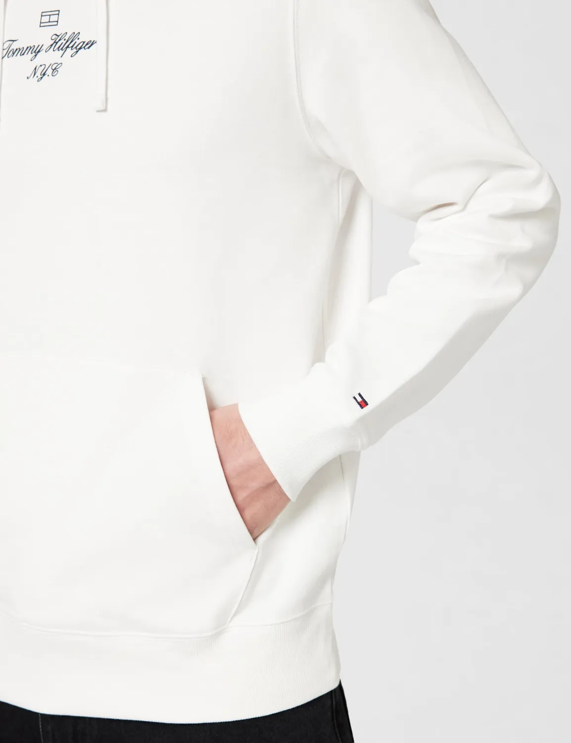 Tommy Hilfiger Outline Flag Script felpa cappuccio bianca L