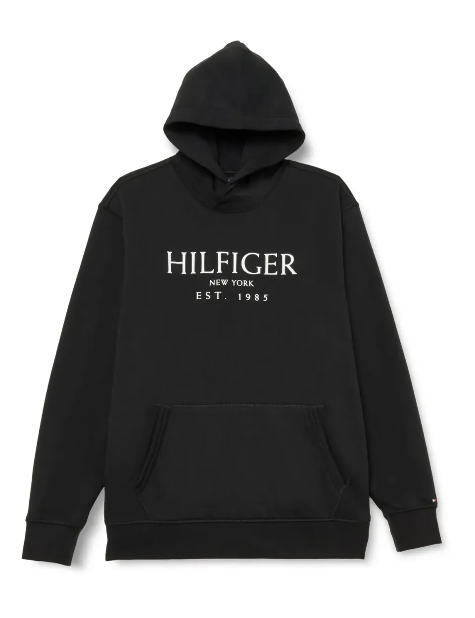 Tommy Hilfiger felpa uomo cappuccio logo nera cotone