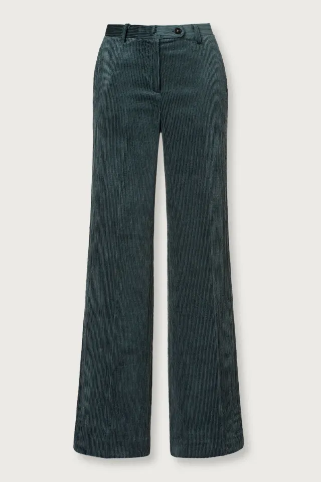 Massimo Alba Lamna pantaloni velluto Dark Teal palazzo