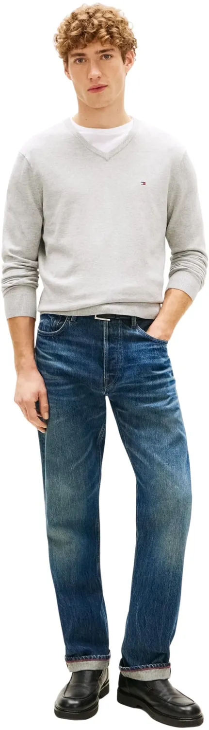 Tommy Hilfiger Essential Cotton maglione grigio S scollo a V