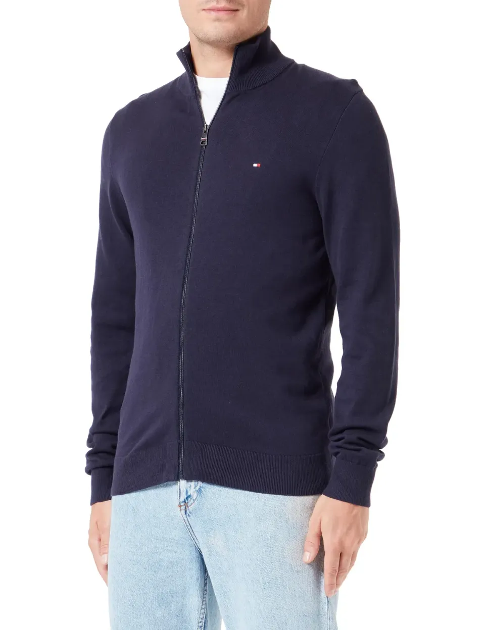 Tommy Hilfiger maglione uomo girocollo dark grey heather cotone