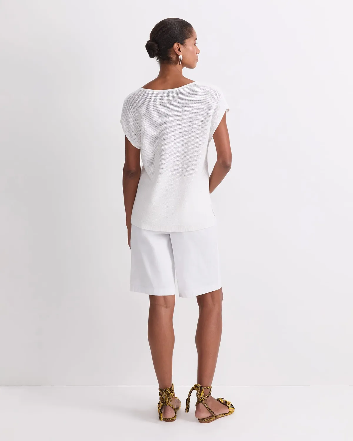 Sportscraft Luisa top maglia scollo V misto lino