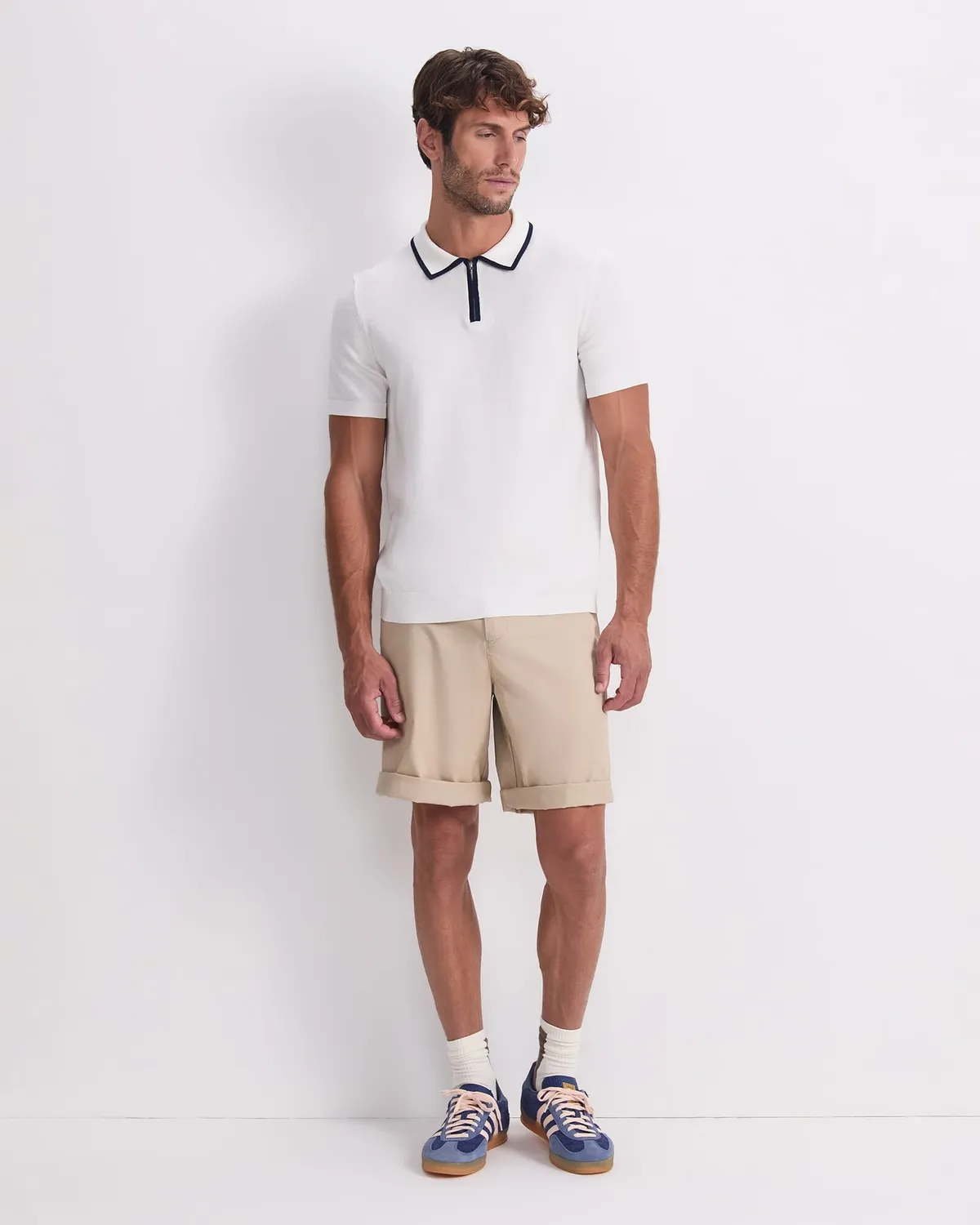 Sportscraft Brookes polo maglia zip cotone seta