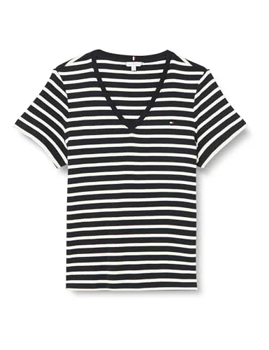 Tommy Hilfiger Cody t-shirt donna scollo V slim nera cotone