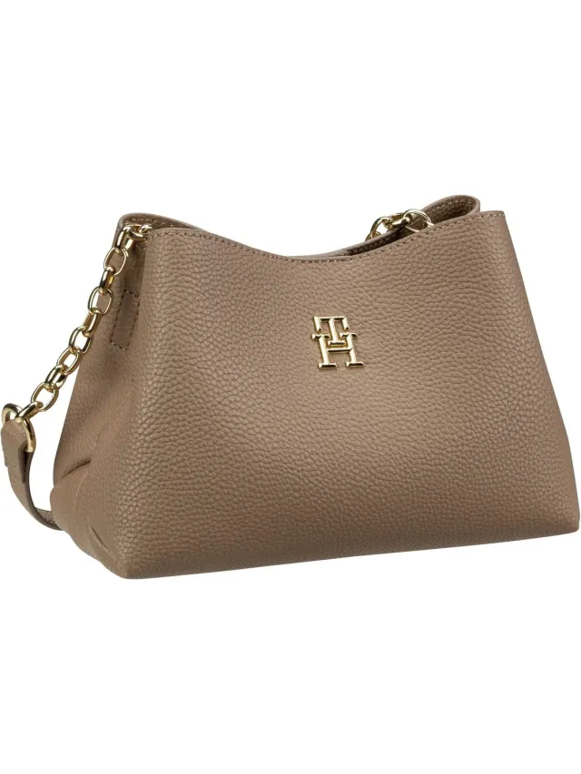 Tommy Hilfiger Emblem Crossover borsa donna tracolla oat milk