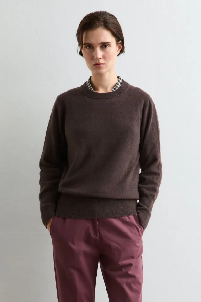 Massimo Alba Amalia maglione cashmere Chicory Coffee