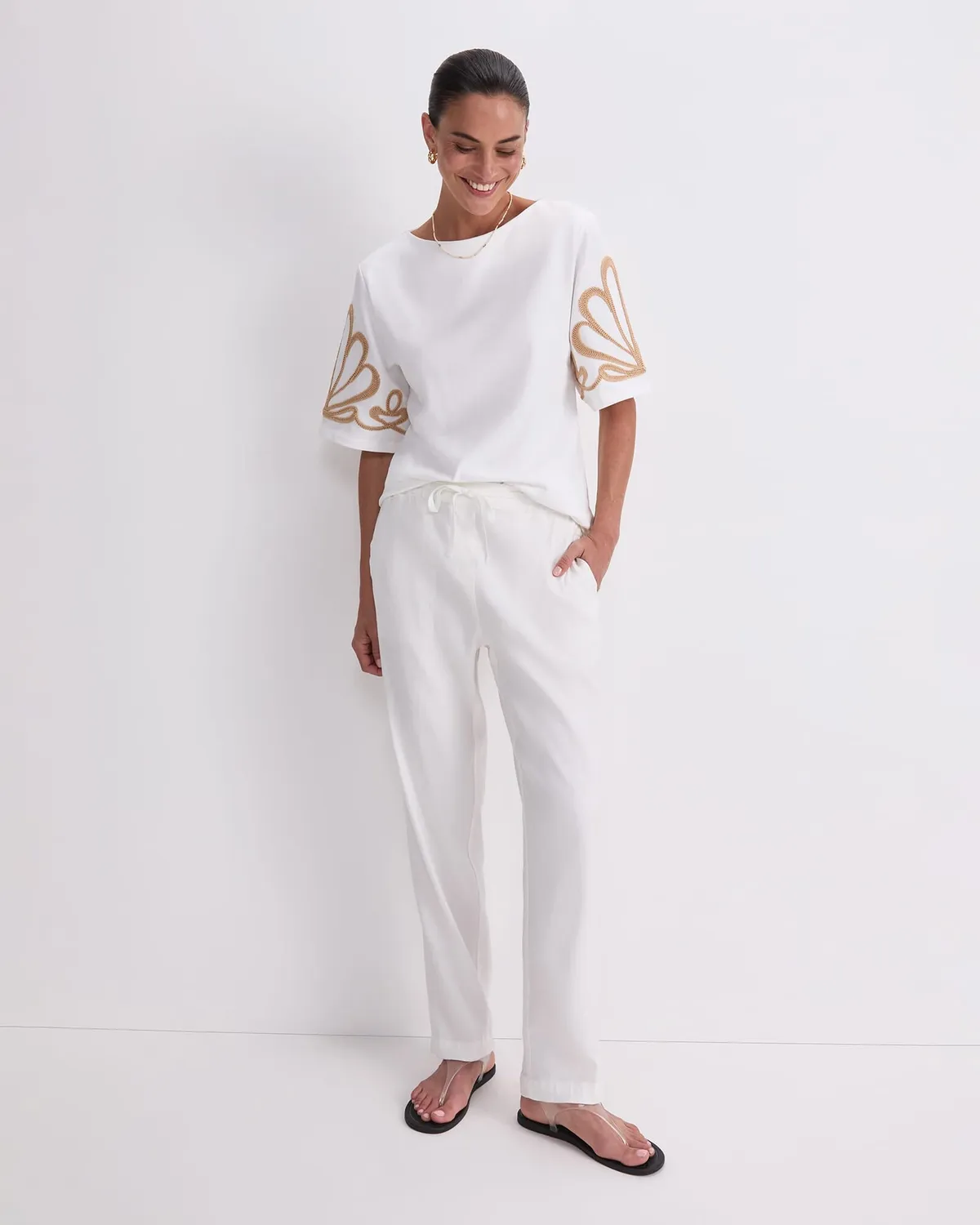 Sportscraft Eliza Embroidery Top maglia cotone ricamata
