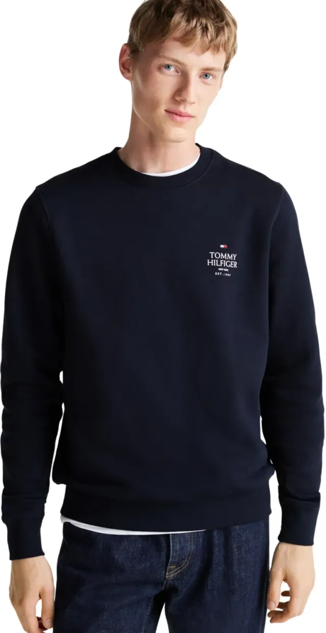 Tommy Hilfiger Stack felpa girocollo uomo blu Desert Sky