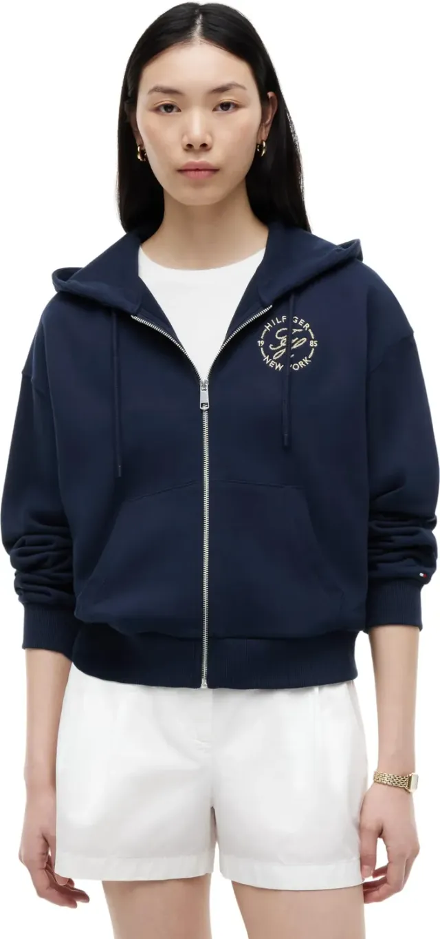 Tommy Hilfiger Roundal WW0WW50938 felpa donna XL zip blu