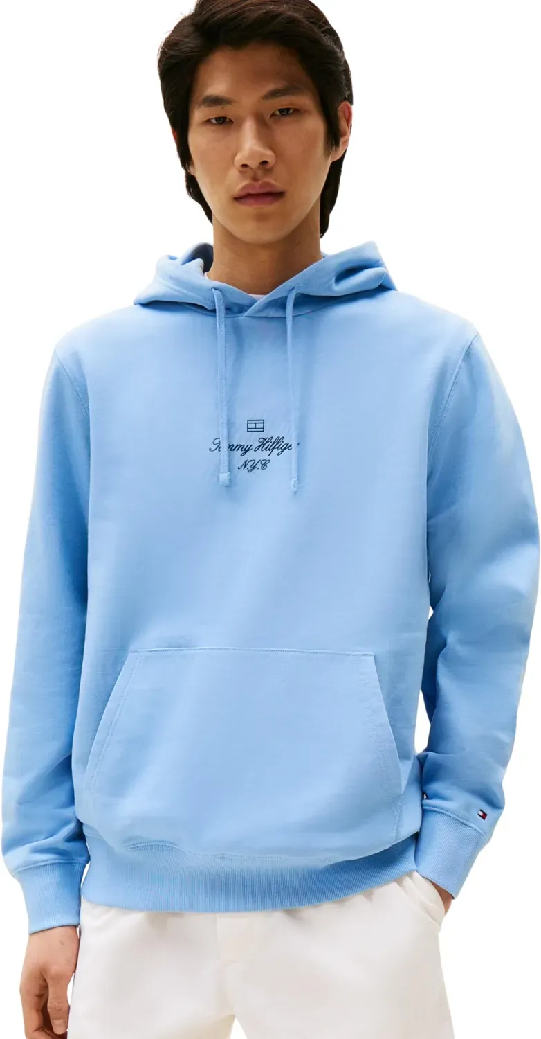 Tommy Hilfiger Outline Flag Script felpa uomo M Desert Sky